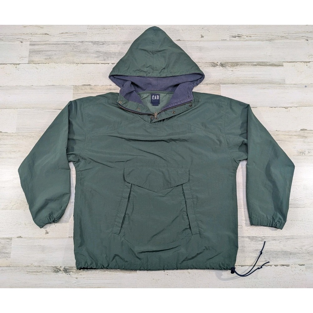 Vintage 90s Gap Jacket Mens Large Green Anorak Scuba Pullover Baggy Oversized